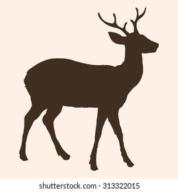 Vector Single Silhouette of Dappled Deer