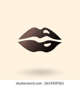 Vector Single Silhouette Icon of Black Women Lips