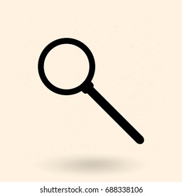 Vector Single Silhouette Icon - Magnifying Glass on Beige Background