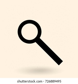 Vector Single Silhouette Icon - Magnifying Glass on Beige Background