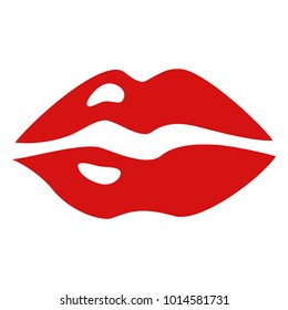 Vector Single Silhouette Icon of Red Women Lips