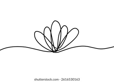 Vector of single simple continuous line flower. Lotus shaped flower made from single simple line. Flowers One Line Illustration for Minimalist Design.