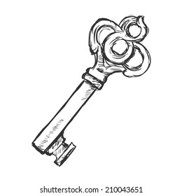 Vector Single Sketch Antique Key