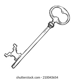 Vector Single Sketch  Antique Key
