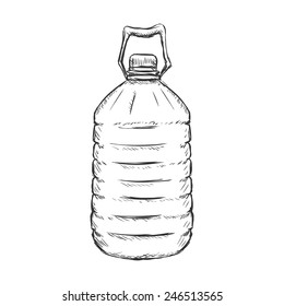 Vector Single Sketch Big Plastic Bottle Of Water