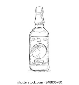 Vector Single Sketch Bottle of Whiskey