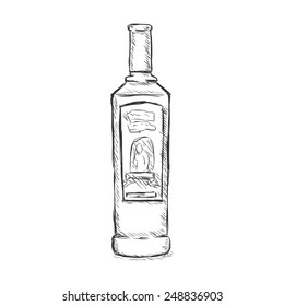 Vector Single Sketch Bottle  of Whiskey
