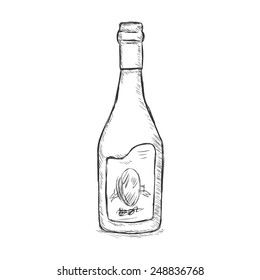 Vector Single Sketch Bottle  of Wine