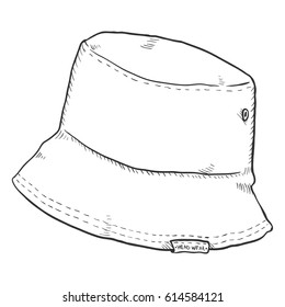 Vector Single Sketch Bucket Hat. Street Style.