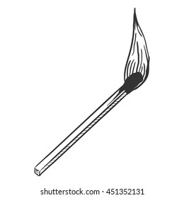 Vector Single Sketch Burning Matchstick