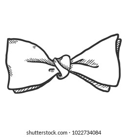 Vector Single Sketch Butterfly Bow Tie. Vintage Fashion Accessory