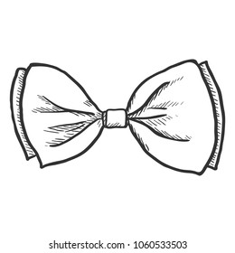 Vector Single Sketch Butterfly Bow Tie. Vintage Fashion Accessory