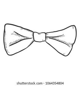 Vector Single Sketch Butterfly Bow Tie. Vintage Fashion Accessory