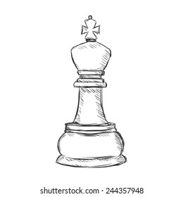 Vector Single Sketch Chess Figure - King