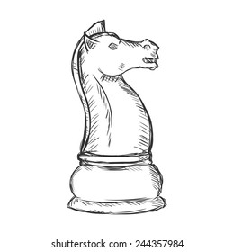 Vector Single Sketch Chess Figure - Knight