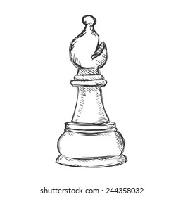 Vector Single Sketch Chess Figure - Bishop