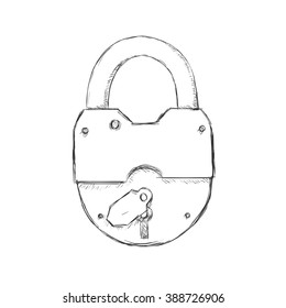 Vector Single Sketch Closed Old Padlock