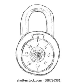 Vector Single Sketch Combination Padlock