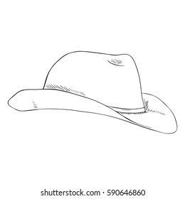 Vector Single Sketch Cowboys Hat on White Background