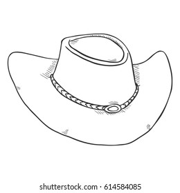 Vector Single Sketch Cowboys Hat on White Background