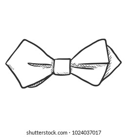 Vector Single Sketch Diamond Bow Tie. Vintage Fashion Accessory