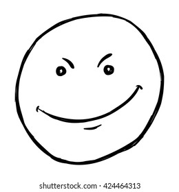 Vector Single Sketch Emoticon -  Bad Smile Face