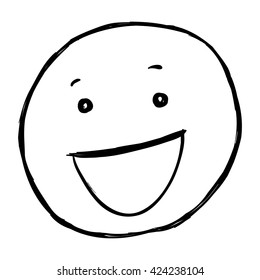 Vector Single Sketch Emoticon - Broad Smiling Face