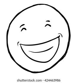 Vector Single Sketch Emoticon - Broad Smiling Face