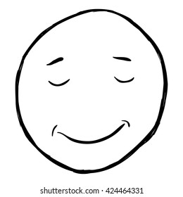 Vector Single Sketch Emoticon - Calm Happy Smiley