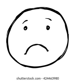 Vector Single Sketch Emoticon - Sad Smiley