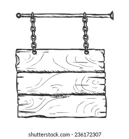 Vector Single Sketch Hanging Signboard