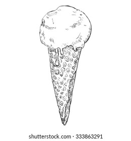 Vector Single Sketch Ice Cream Cone