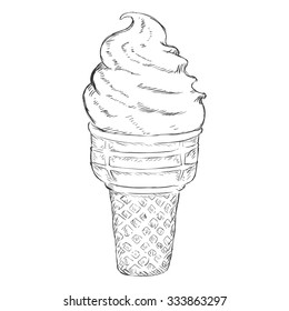 Vector Single Sketch Ice Cream Cone