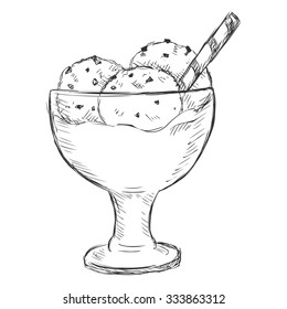 Vector Single Sketch Ice Cream Sundae