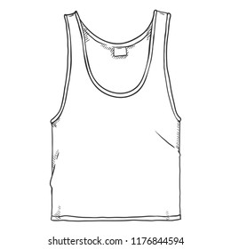 Vector Single Sketch Illustration - Blank Singlet Shirt