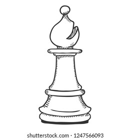 Vector Single Sketch Illustration - Chess Bishop Figure