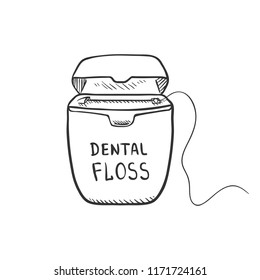 Vector Single Sketch Illustration - Dental Floss