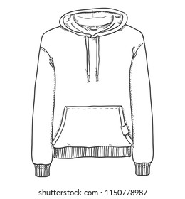Vector Single Sketch Illustration - Hoody Pullover with a Pocket