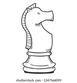 Vector Single Sketch Illustration - Knight Chess Figure