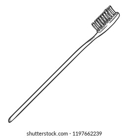 Vector Single Sketch Illustration - Plastic Toothbrush.