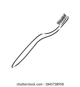 Ilustración de un solo esbozo vectorial - Pincel de dientes de plástico. ilustración de paro vectorial de cepillo de dientes