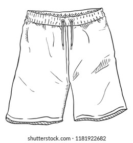 Vector Single Sketch Illustration - Training Shorts on White Background