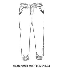 Vector Single Sketch Illustration - Training Pants on White Background