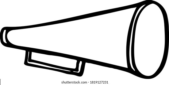 Ilustración de boceto vectorial simple - Altavoz vintage sobre fondo blanco aislado. Icono de contorno Megaphone.