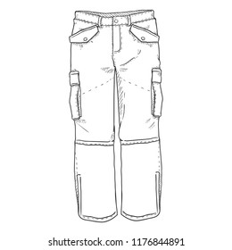 Vector Single Sketch Illustration - Winter Ski Pants on White Background