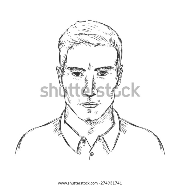 Vector Single Sketch Male Face Men Stock Vector (Royalty Free ...