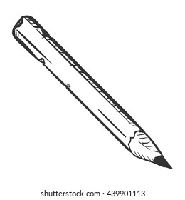 Vector Single Sketch Old Beat-up Pencil