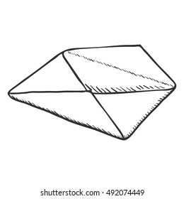 Vector Single Sketch Open Postal Envelope