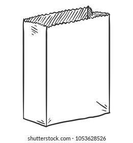 Vector Single Sketch Paper Bag for Grocery Shopping