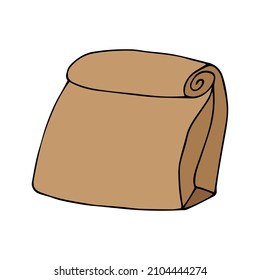 Vector Single Sketch Paper Bag for Grocery Shopping